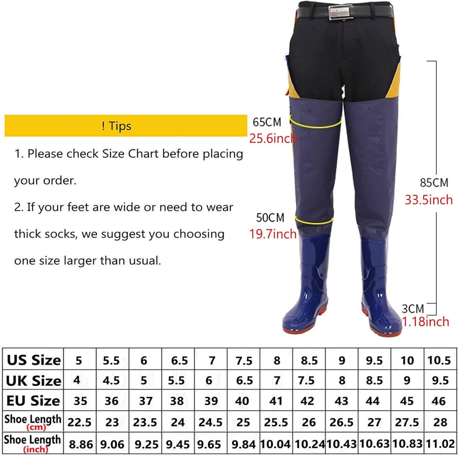 Wodery z PVC wodoodporne buty biodrowe z kieszenią męskie damskie grube podeszwy z wołowiny do wędkowania i polowania(6)