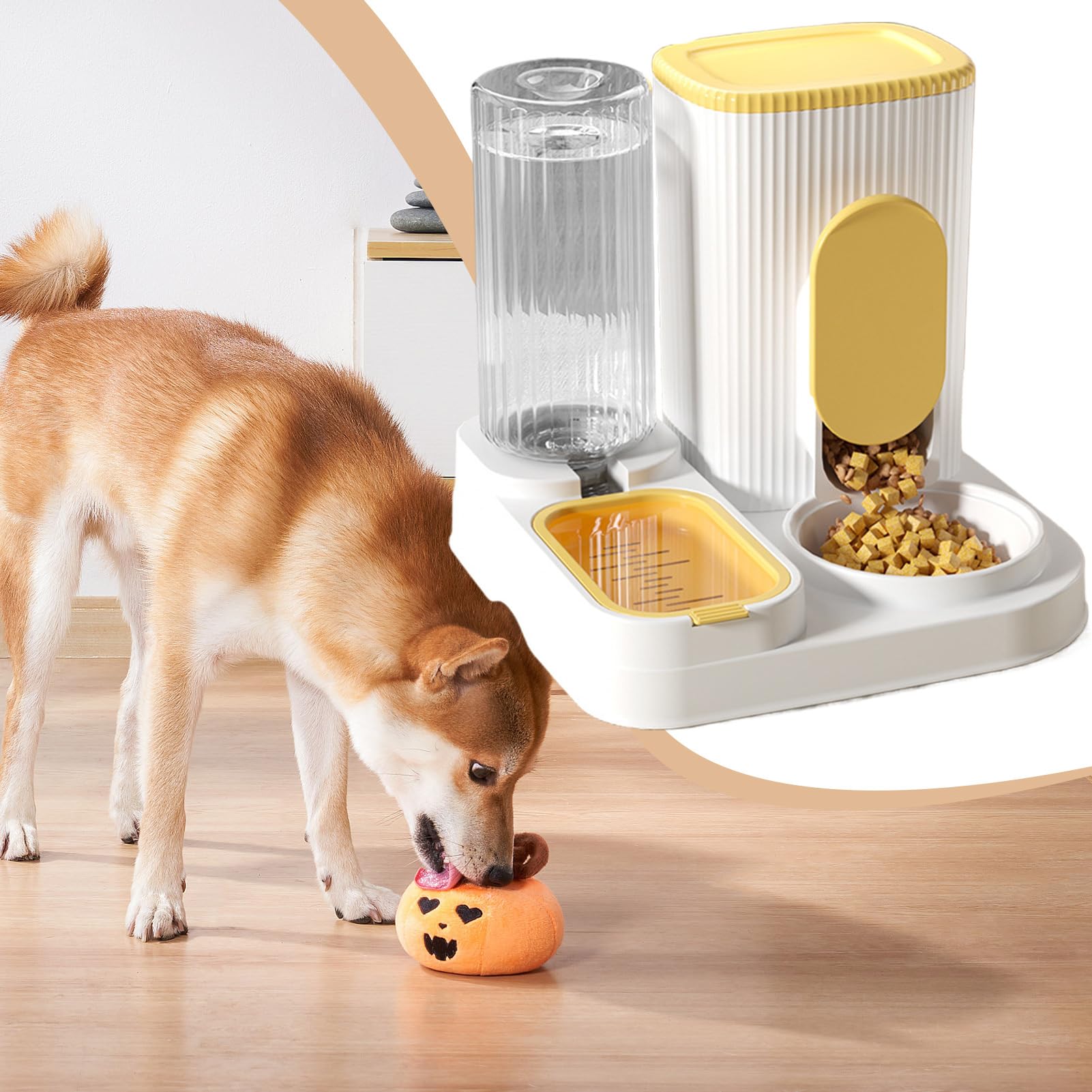 Distributore automatico per cani, 2 in 1, erogatore di cibo e abbeveratoio | per gatti e cani, serbatoio di grande capacità, per gatti e animali domestici