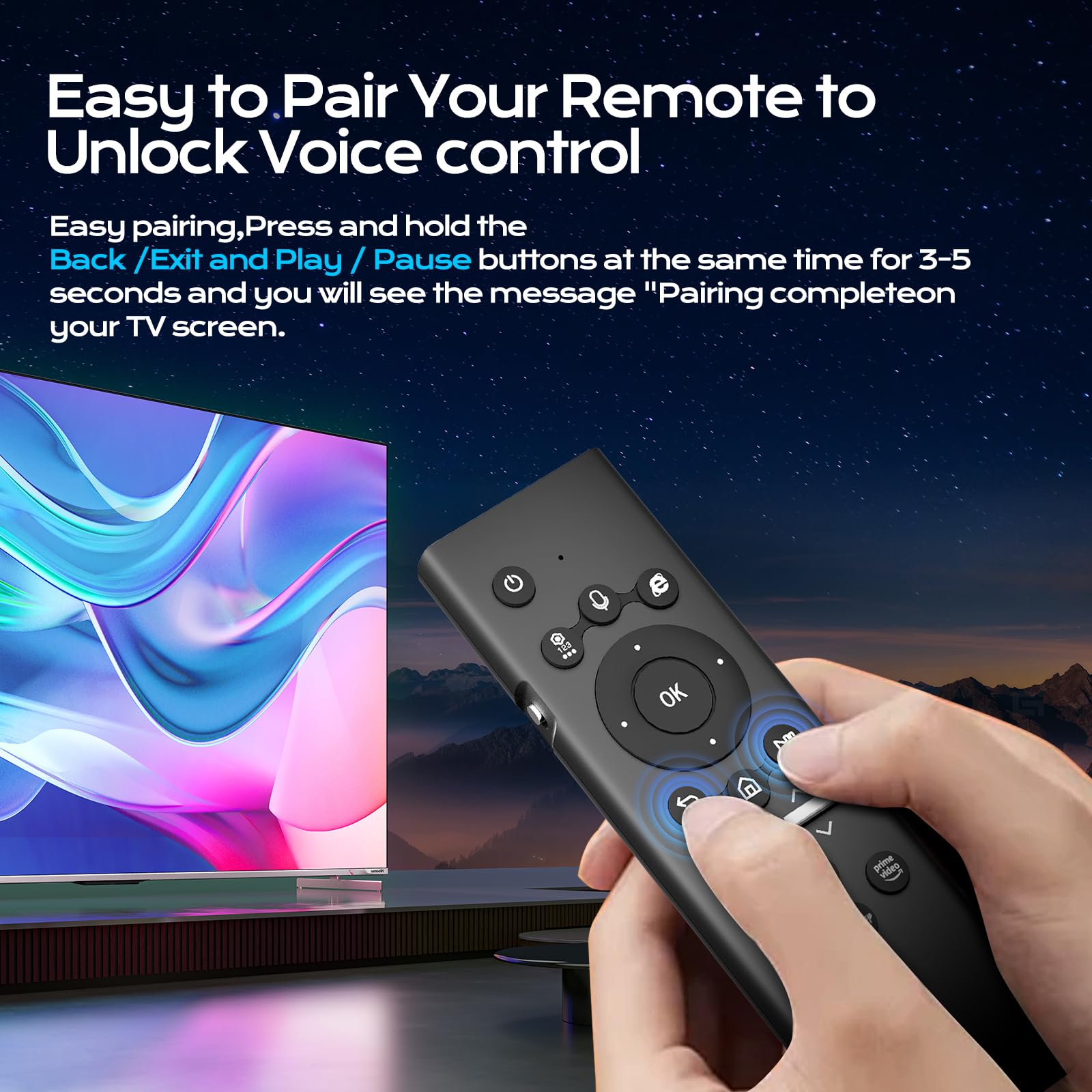 Set de 5 mandos universales para Smart TV de Smsung con Teclado retroiluminado, ratón inalámbrico de Aire, Control Remoto Inteligente por Voz, compatibles con televisores de 2019 a 2024
