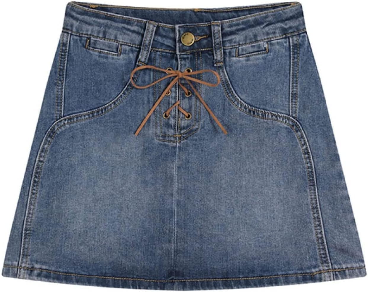 Damska Retro Spódnica Z Wysokim Stanem I Wstążką Z Jeansu, Krótka, Wąska Spódnica Na Biodra Z Bawełny, Rozciągliwa, Wąska, Mini Spódniczka Jeansowa, M, Blue