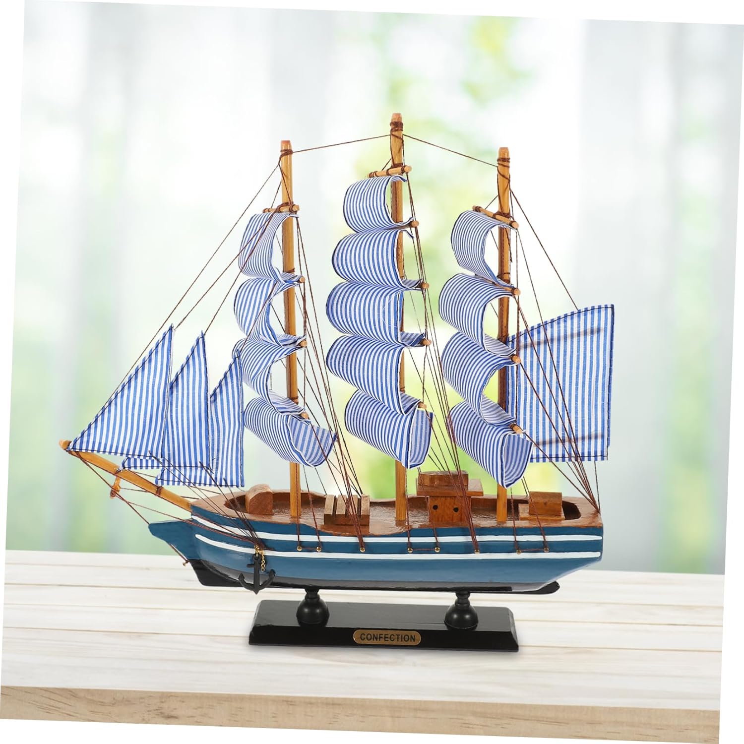 Levemolo Wooden Sailboat Model Decor Unique Nautical Home Decoration for Living Room Dining Room Bedroom Handcrafted Retro Style Sailboat Figurine