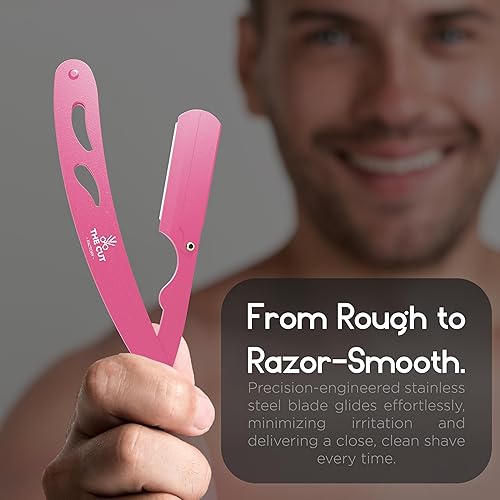 Miniatura 7 de The Cut- Factory - Maquinilla de afeitar recta con paquete de 100 máquinas de afeitar Platinum Treat Profesional de peluquería de una sola hoja para