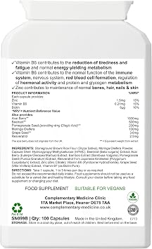 Acai Immuno Complex – Antioxidant & Immune Support Formula with Acai Berry, Moringa, Resveratrol, Zinc & Vitamin B6 – Vegan – 100 Capsules