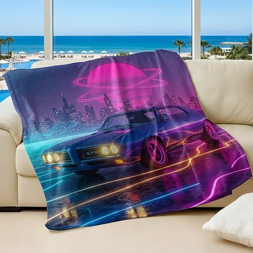 Miniatura 14 de Cyber Synthwave GTO - Manta de franela retro neón, súper suave y acogedora, manta versátil para decoración de dormitorio y sofá (06, 30 x 40