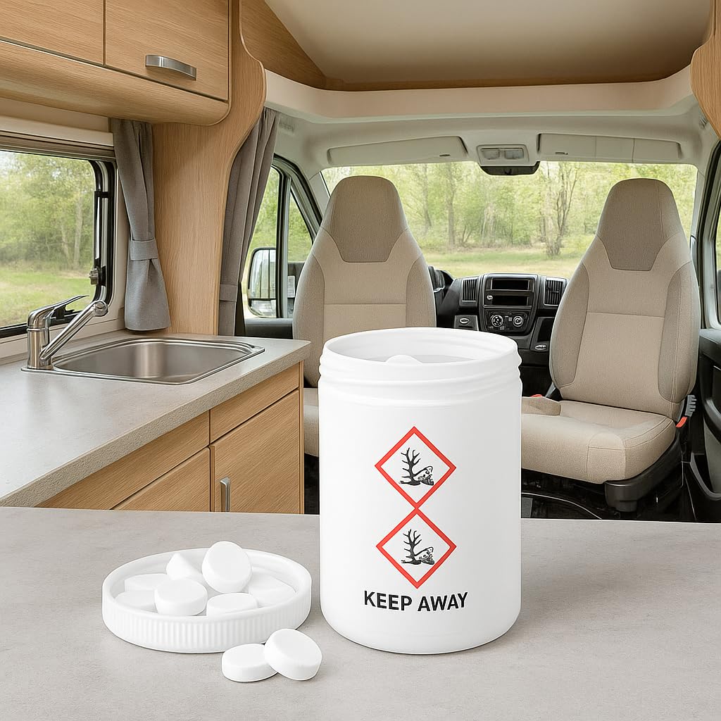 Wicked Chili Wassertank Reiniger Wohnmobil (200 Tabletten) - Tankvolumen 20 bis 40.000 Liter - Frischwassertank Reiniger - hochwirksamer Tankreiniger zur Entkeimung und Notfall Trinkwasser Erzeugung