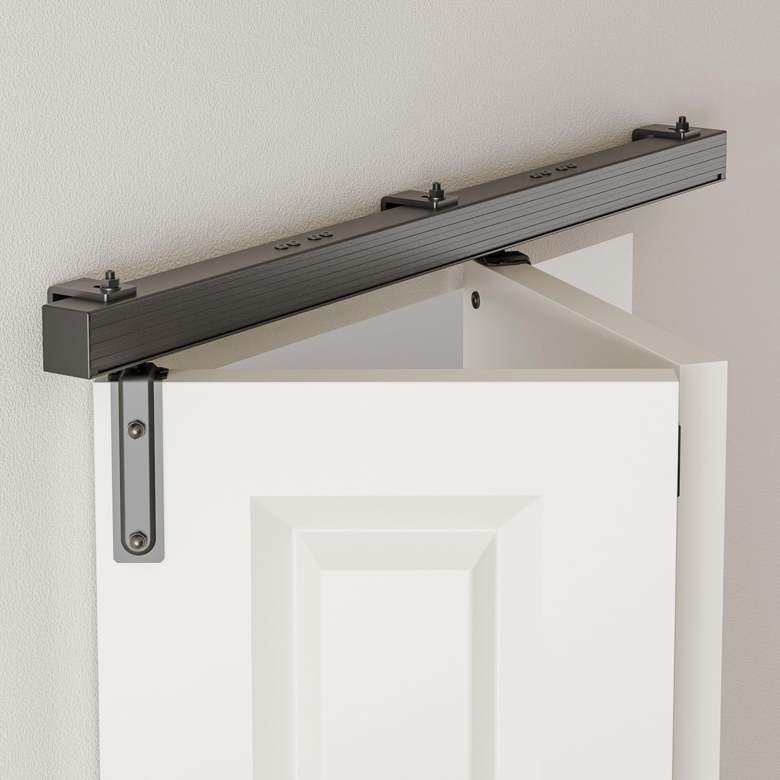Kit hardware per porta scorrevole a 2 porte, montaggio a parete, fluido e silenzioso, facile da installare, senza porta [adatto a porte doppie larghe 48,8 cm)