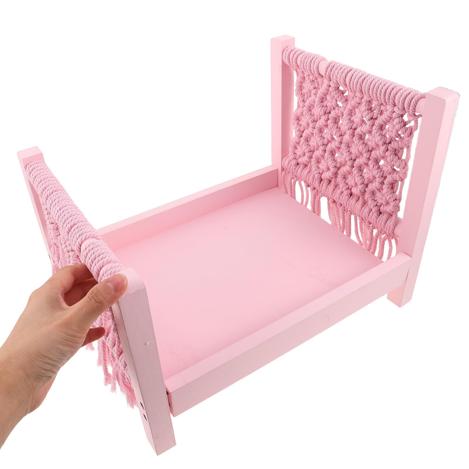Alipis Cama de Madera para Fotografía de Recién Nacidos Decoración Artística de Flecos, Portátil y Cómoda para Sesiones de Fotos de Bebés en Estudio