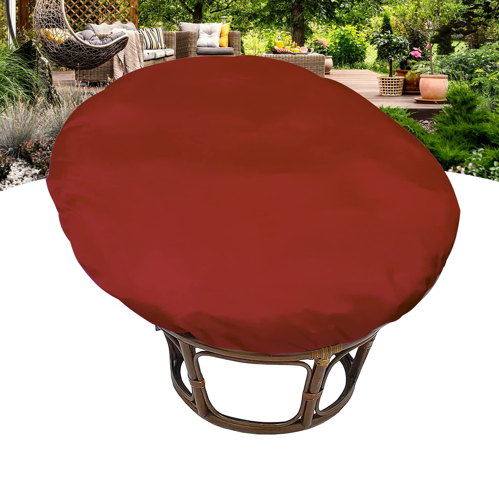 TDHLW Papasan Chair Cushion Cover Only,Outdoor Indoor Cushion Waterproof Slipcover with Fixed Strap for Papasan Cushion Only, for Papasan Wicker Egg Chair,red,39 * 39in