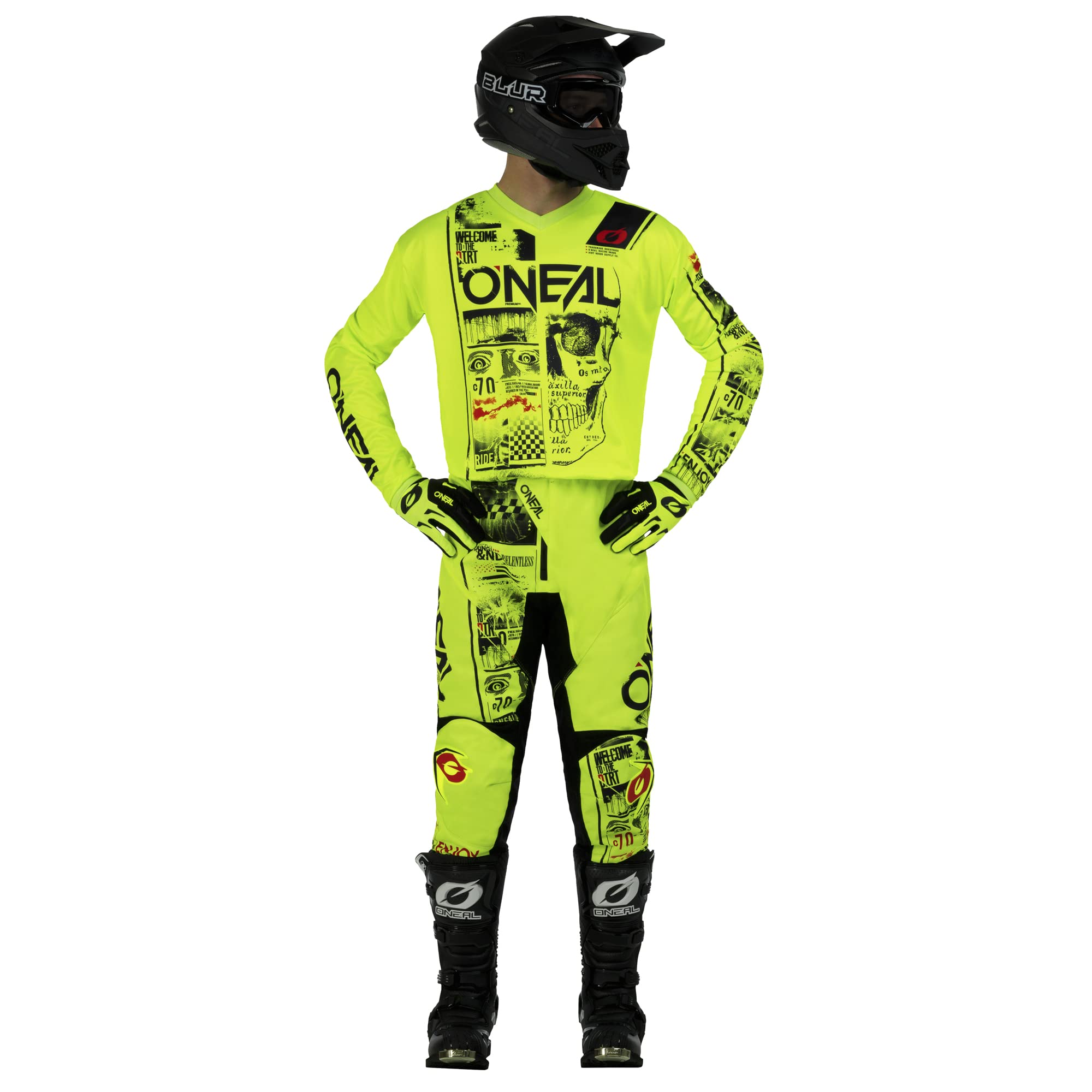 O'NEAL | Spodnie motocrossowe | dla dzieci | Enduro MX | wstawki ze stretchu, pełna podszewka, wyściółka z gumy zapewnia dodatkową ochronę | Element Youth Pants Attack V.23