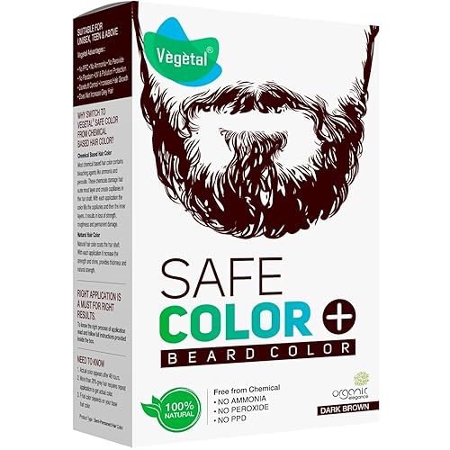 Vegetal Color seguro marrón oscuro de 25 gm, certificado orgánico libre de alergias, color bio natural para el cabello de barba sin fórmula de
