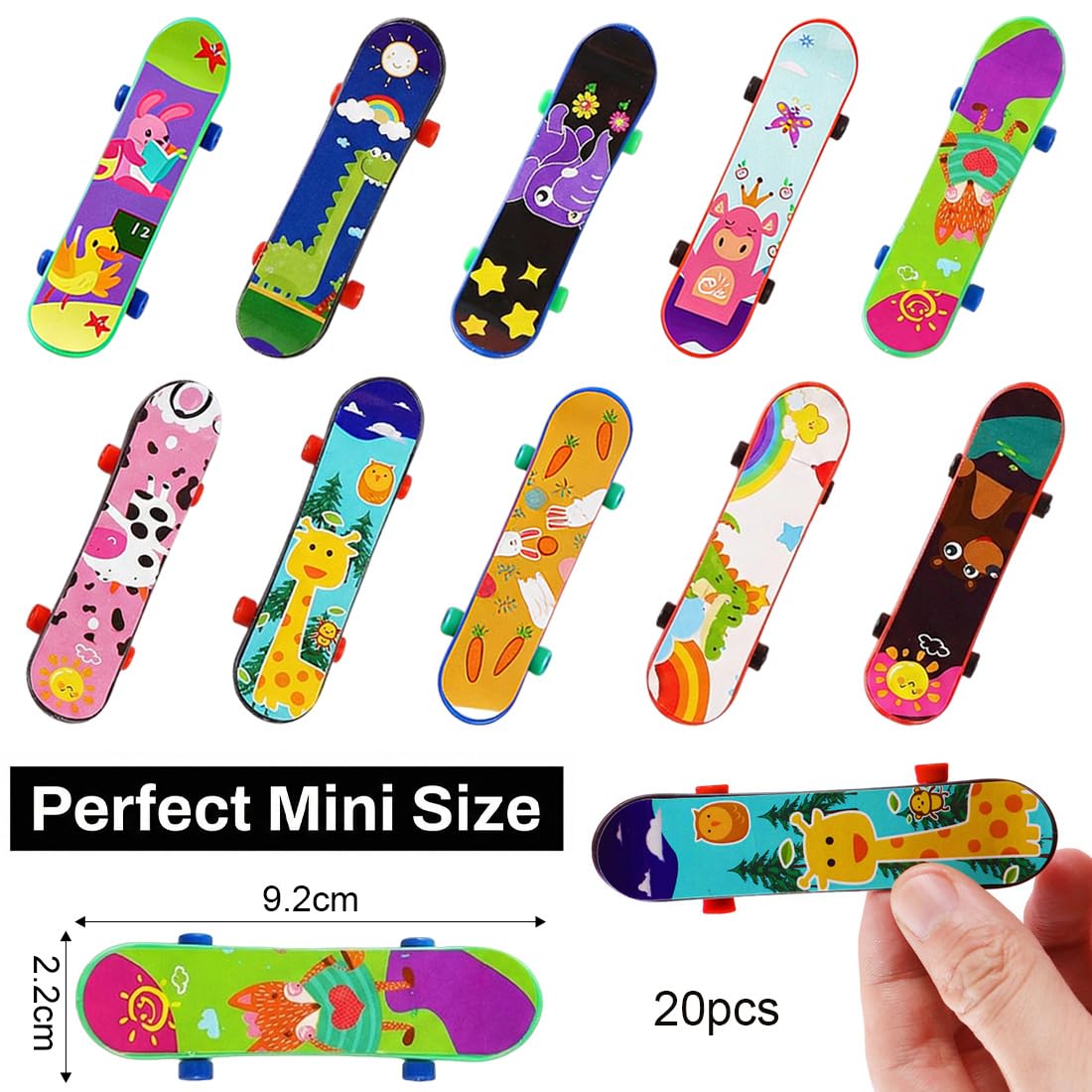 20 Pcs Fingerboard Finger Skateboard Set Patineta de Juguete para Fiestas, Juegos de Dedos, Regalos de Monopatines para Adolescentes, Mini Skates para cumpleaños - Color aleatorio — view 2