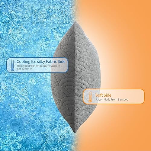 Miniatura 4 de MOLCLCUY Juego de 2 almohadas de espuma viscoelástica de tamaño estándar, ajustables y frescas para personas que duermen de lado, espalda y