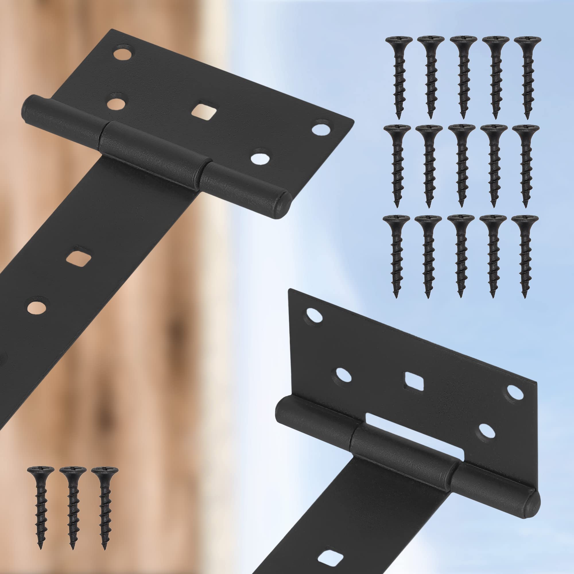 KOTARBAU® Zawias krzyżowy, czarny, 300 mm, zawias do drzwi, zawias drzwiowy, do bramy zewnętrznej, zawiasy do bramy, zawiasy do bramy budowlanej, okucie budowlane, taśma ogrodowa, malowana proszkowo,