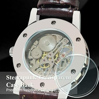 Gute Mechanical Skeleton Watch Hand-Wind Steampunk Roman Numeral Unisex
