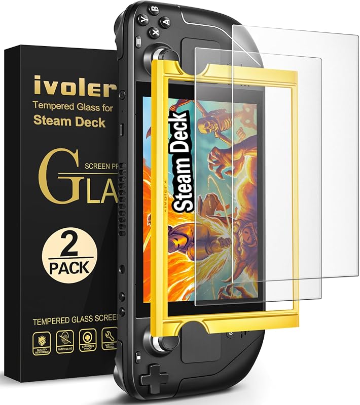 Matte Anti-Glare Screen Protector for Steam Deck OLED/LCD 2-Pack | with [Easy Installation Frame], Tempered Glass Anti-Scratch Full Coverage Guard for Steam Deck OLED 7.4''/LCD 7.0''