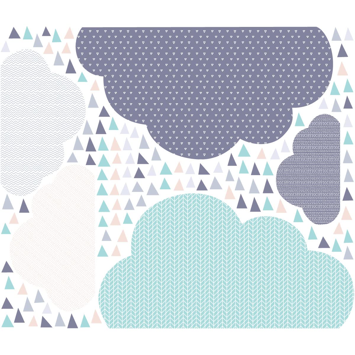 Adhesivo decorativo para pared infantil, diseño de nubes escandinavos, 60 x 70 cm