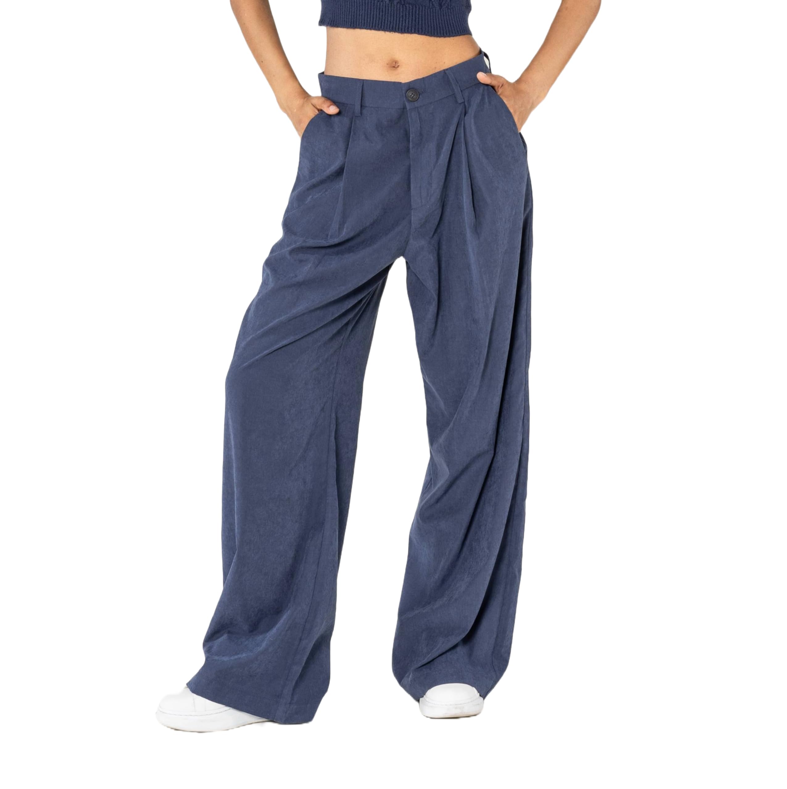 Nina Carter K901 Pantaloni da donna eleganti larghi – Pantaloni da palazzo fluenti tessuto leggero gamba larga pantaloni da inizio stagione