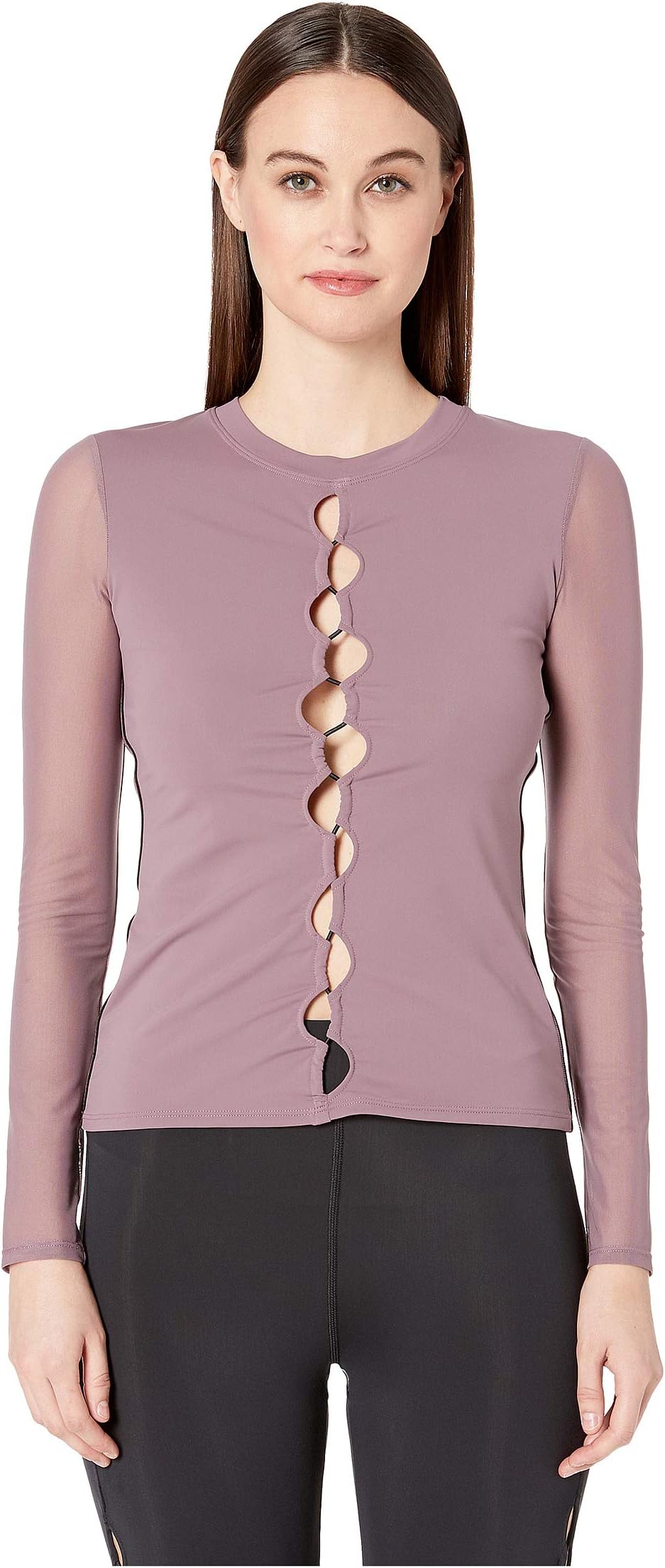 Fitted Long Sleeved Top with Mesh Sleeves