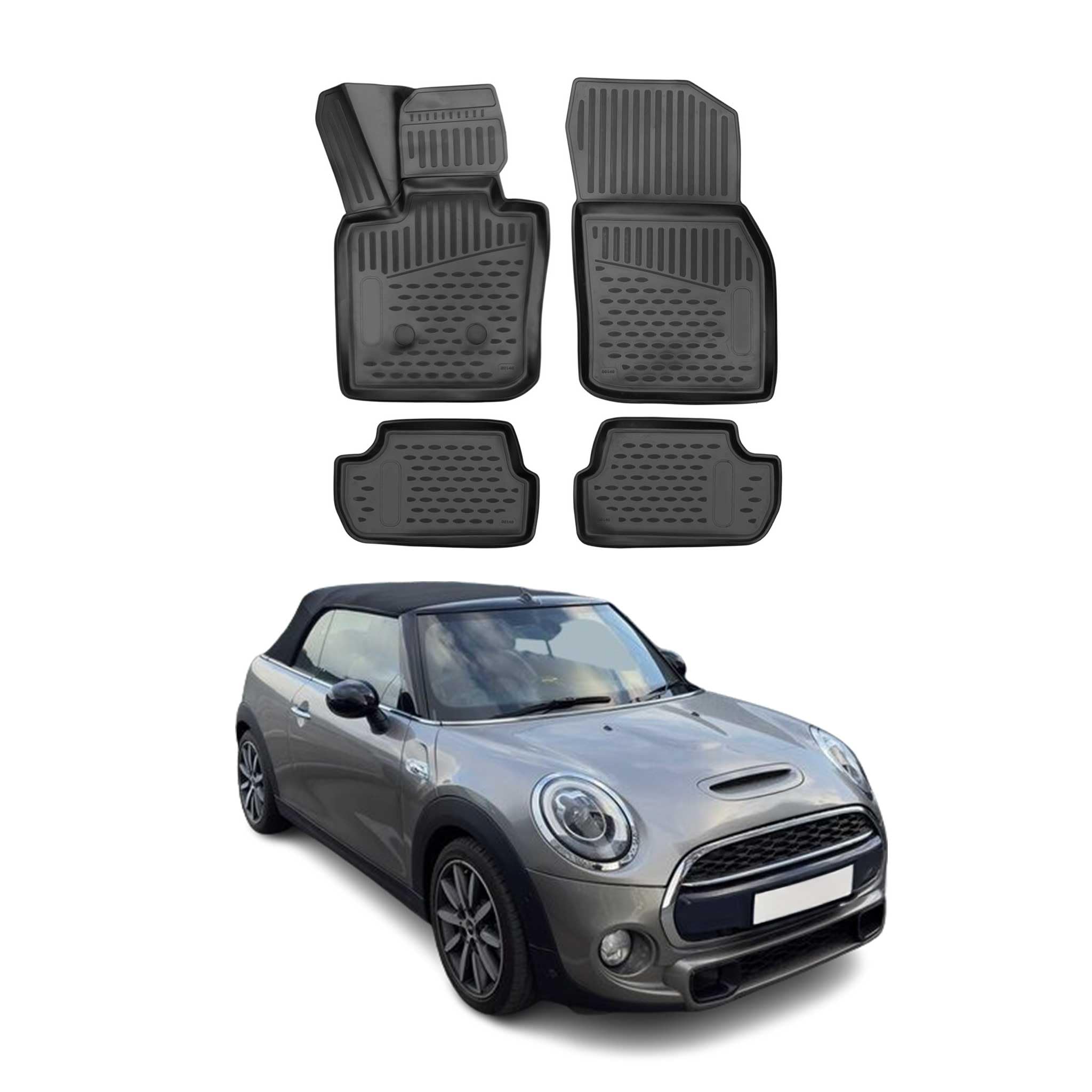 OMAC Tapis de Sol Compatible avec Mini Cabriolet F55 F56 F57 2014-2024 en Caoutchouc Noir