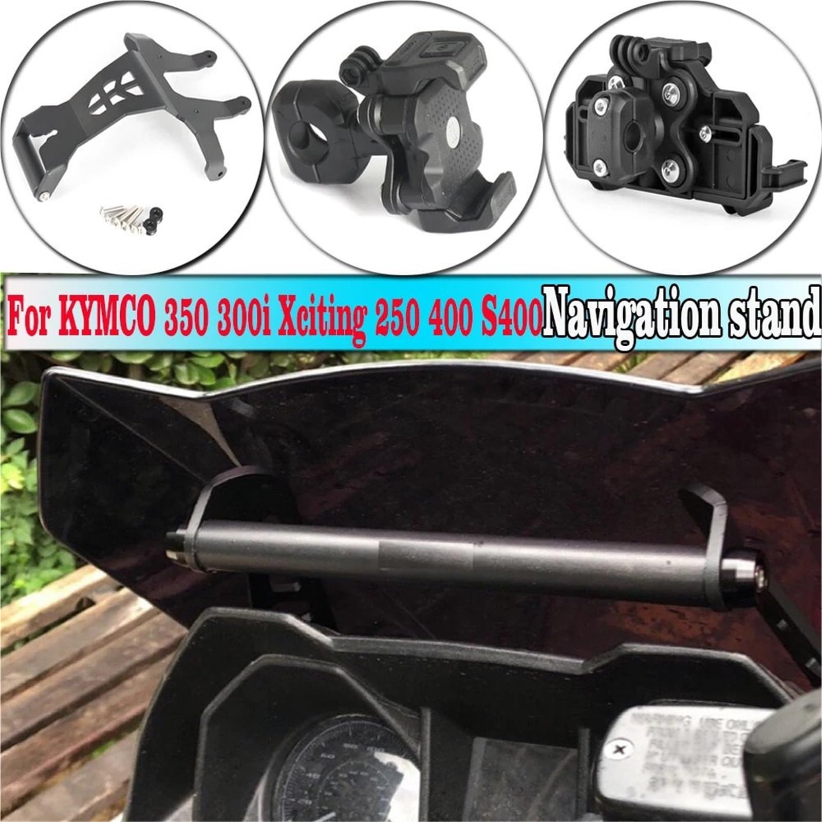 Uchwyt do nawigacji GPS Uchwyt GPS 22 mm do motocykli Pasuje do KYMCO 350 300i Xciting 250 400 S400 Uchwyt na smartfon do nawigacji Motocyklowy uchwyt do nawigacji(22MM-1)