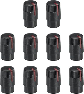 MECCANIXITY Potentiometer Control Knob ABS Guitar Knob for 6mm D Type Shaft Electric Guitar Power Amplifiers,Stereos,Bass Volume Tone 180 Degrees Rotary Knob Black Red 20PCS