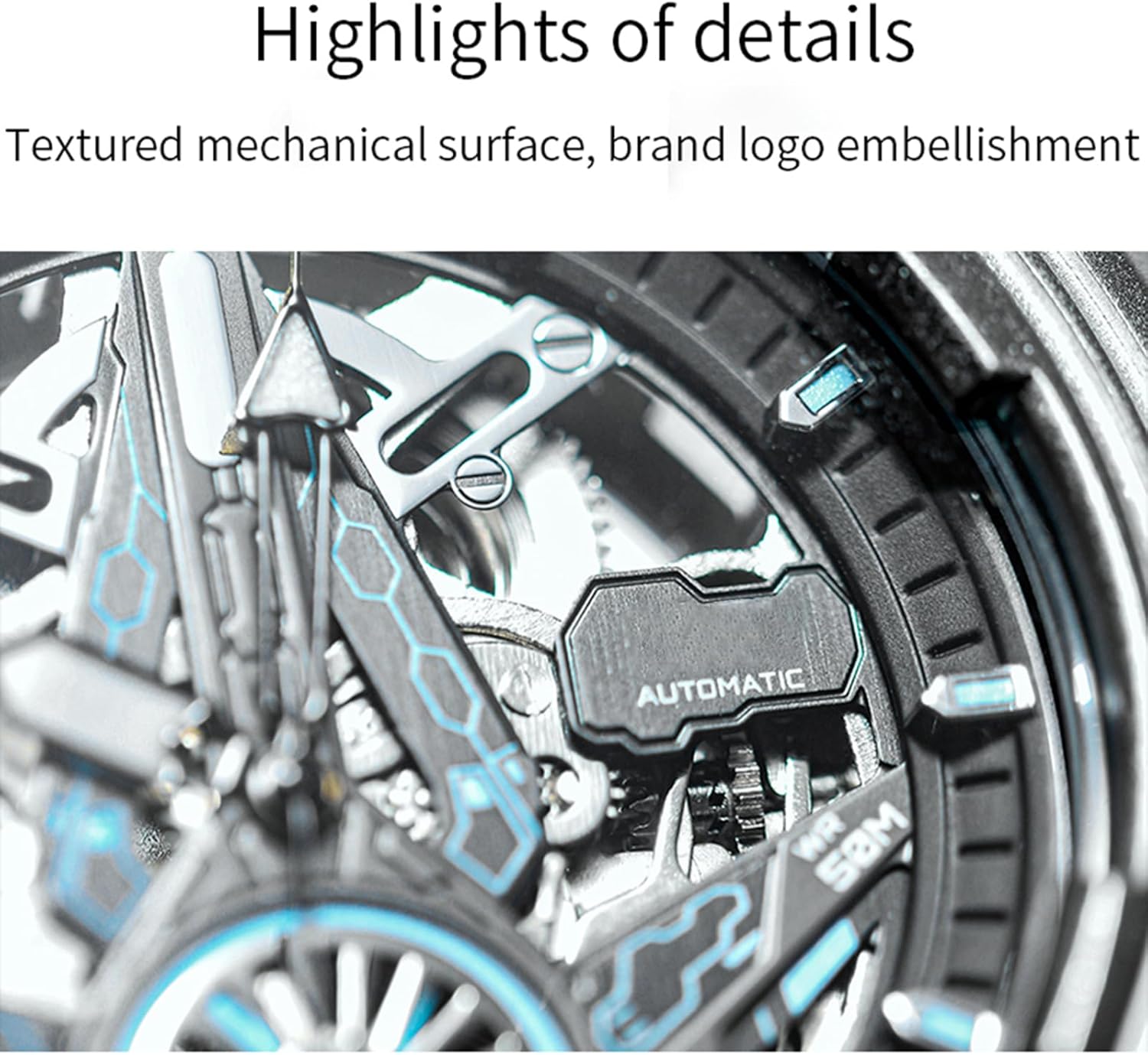 FIDI Automatic Mechanical Skeleton Watch for Men – 3ATM Waterproof, Self-Winding with Luminous Hands & Skeleton Dial, Durable Silicone Strap for Sport & Casual Wear - Image 5