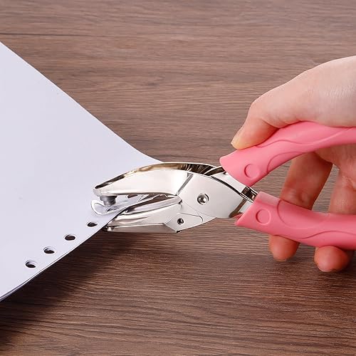 Miniatura 6 de PATIKIL Perforadora de un solo agujero de 18 de pulgada y 14 pulgadas, paquete de 2 perforadores de mano con agujero circular de agarre suave,