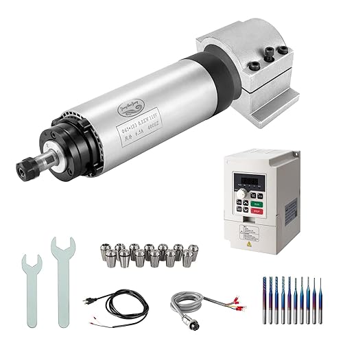 Kits de motor de husillo CNC, 110 V 800 W 0.8KW husillo refrigerado por aire CNC husillo +110 V 0.75 KW VFD+65mm montaje de abrazadera+juego de