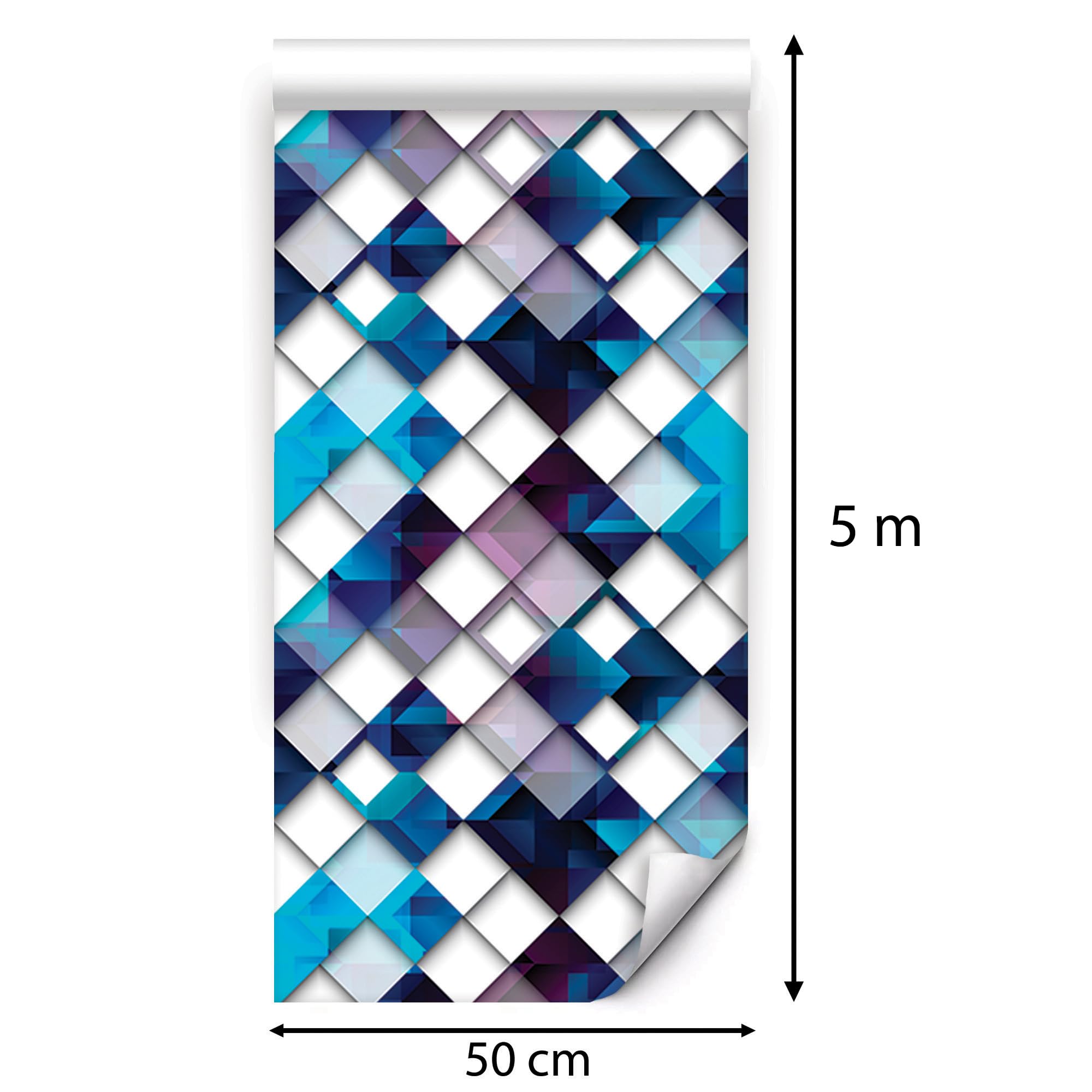 Tapeta flizelinowa geometryczna 3D niebieska fioletowa abstrakcyjna