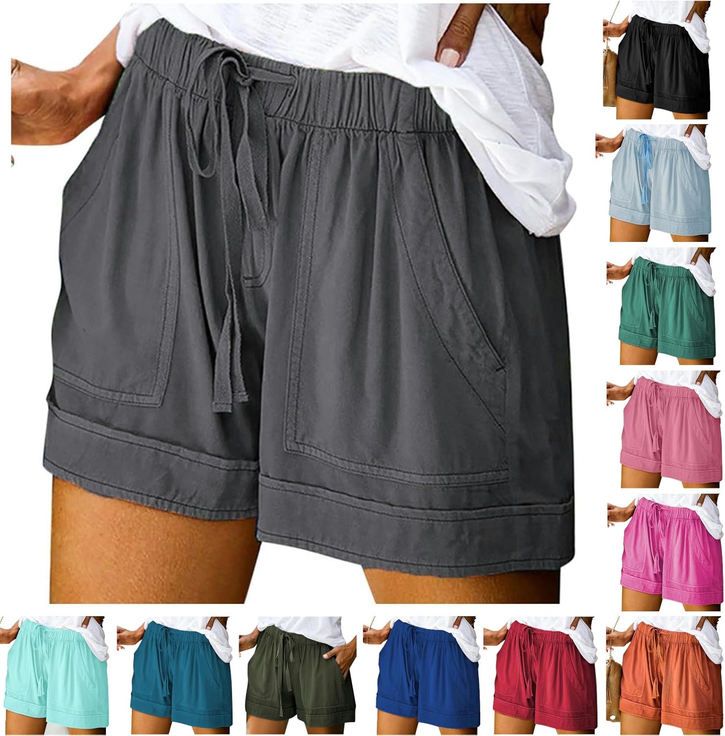 APIVOE Womens Summer Shorts Drawstring Casual Elastic