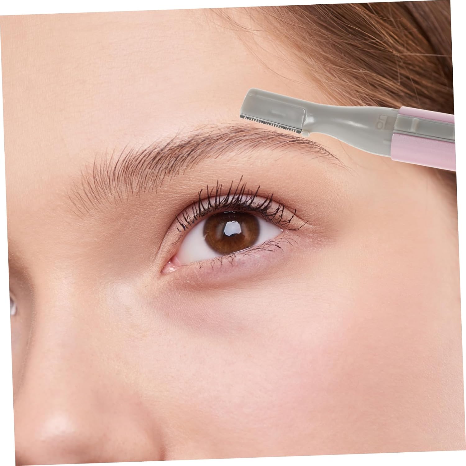 Pink Pen-Shaped Electric Eyebrow Trimmer with Comb for Facial Hair