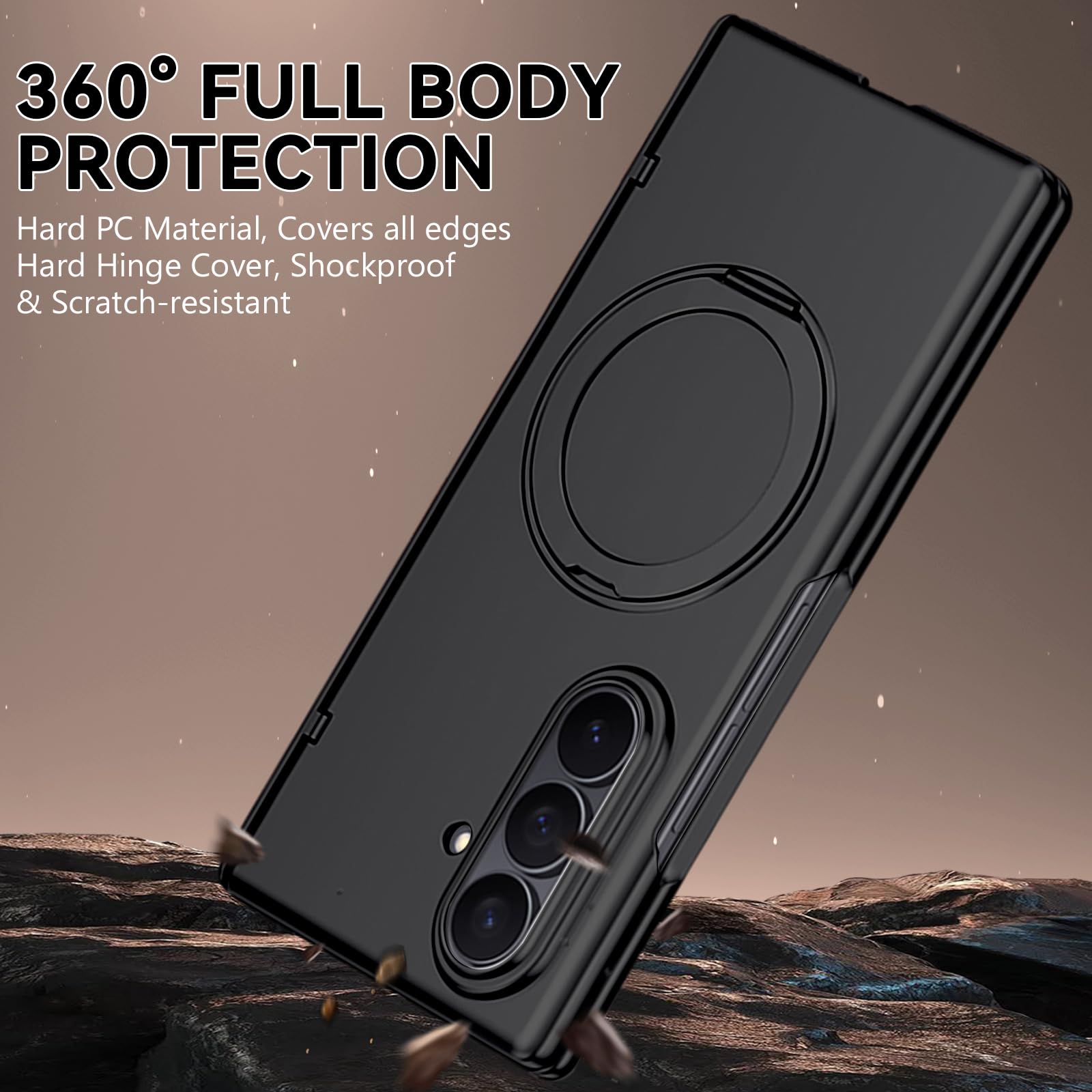 Funda para Samsung Galaxy Z Fold 8 Ultra con soporte de anillo magnético, [compatible] Protector de pantalla de privacidad integrado, cobertura completa, bisagra, funda protectora para teléfono