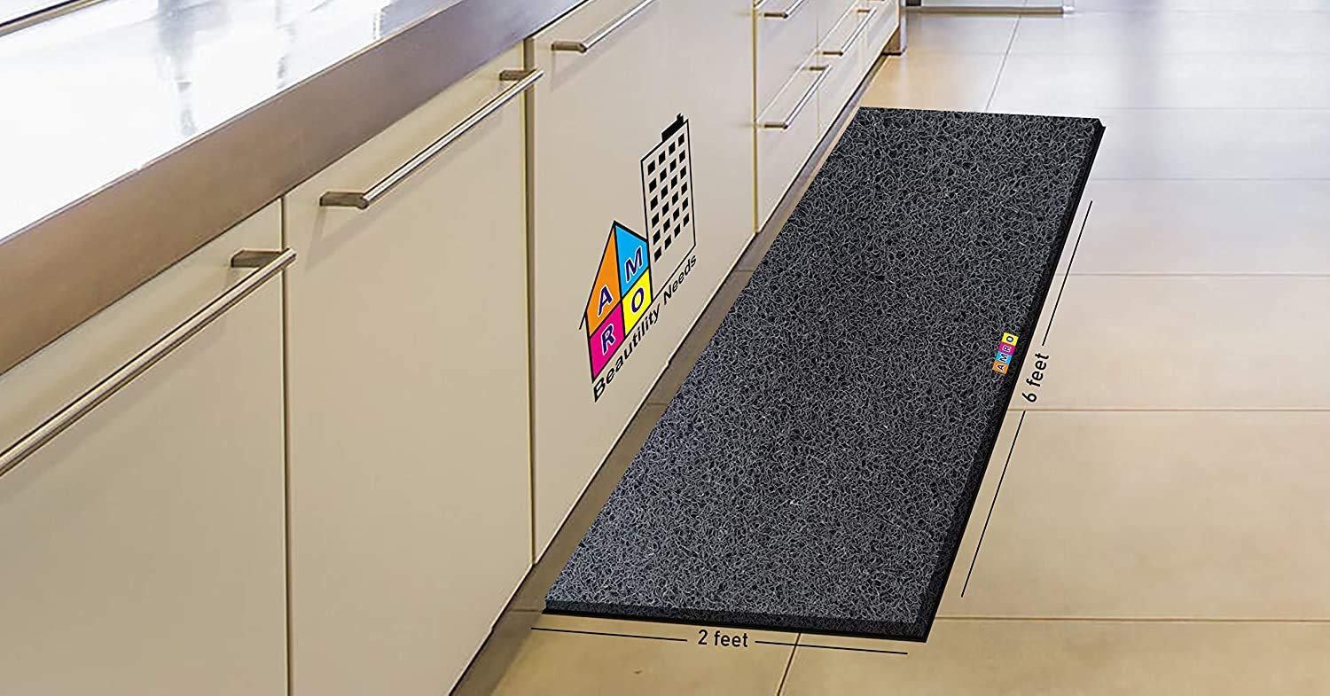 AMRO HOME NEEDS Dark Color - Extra-Large PVC Doormat - 24 x 72 Inches / 2 X 6 Feet - Colour - GREY