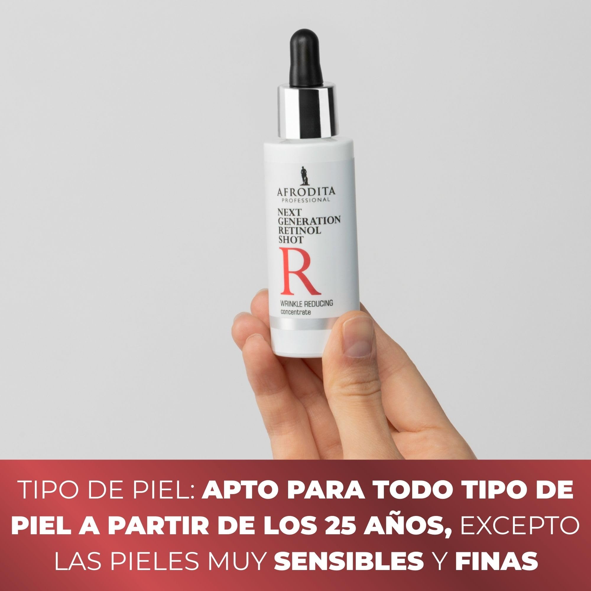Afrodita Professional Next Generation Retinol Shot Serum Facial 0,1% HPR Retinoid Anti-Arrugas Sérum contra líneas Poros y manchas pigmentadas con Ceramidas Beta-glucano Escualano sin perfume 30 ml