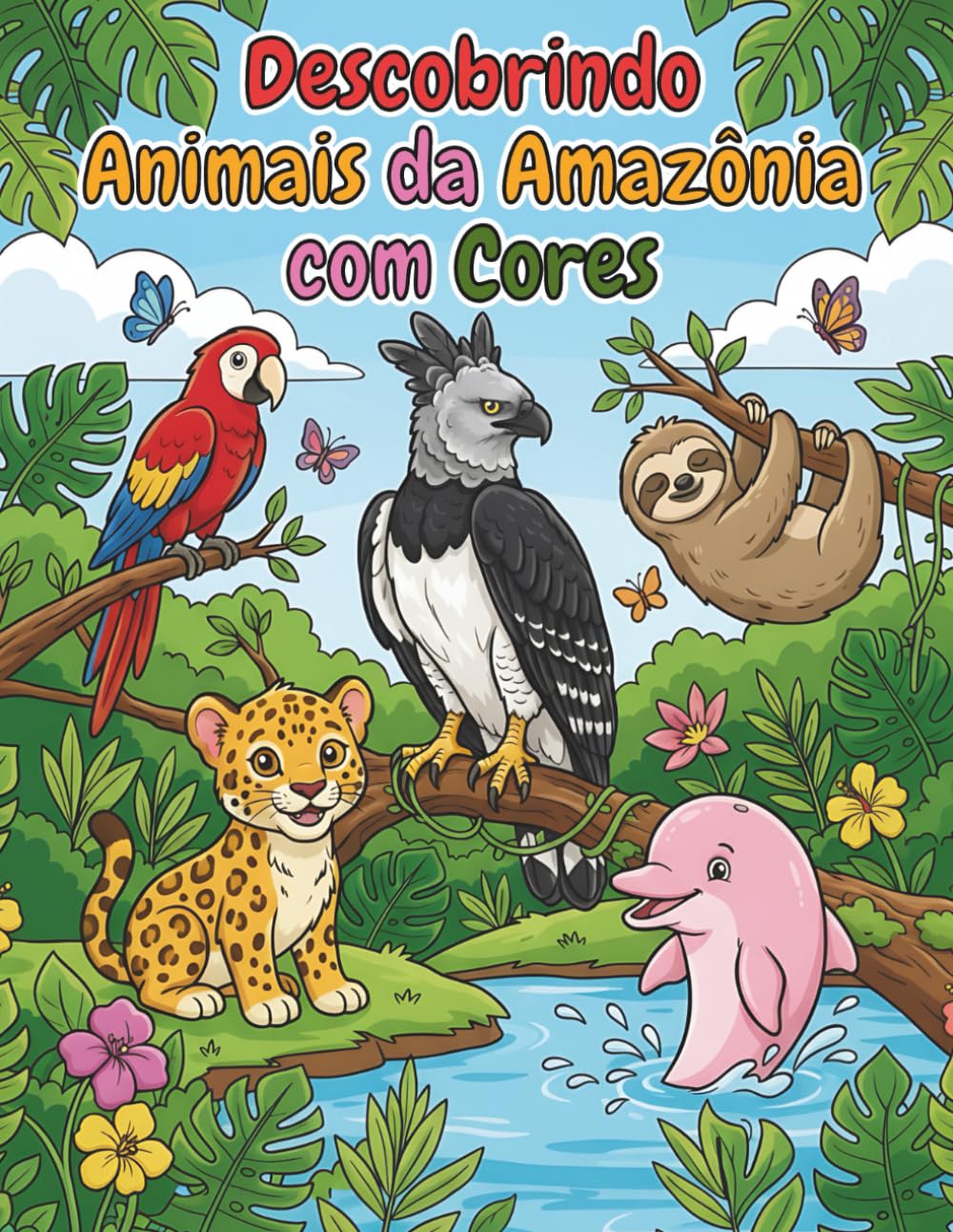 Descobrindo Animais da Amazônia com Cores: Um livro de colorir para pequenos exploradores da floresta