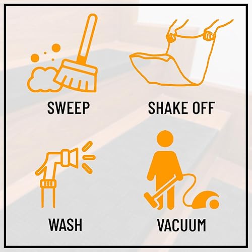 Miniatura 6 de Manguera para interiores y exteriores, diseño de borde cuadrado, goma antideslizante de 10 x 30 pulgadas, modernas para escaleras, garaje, patio,