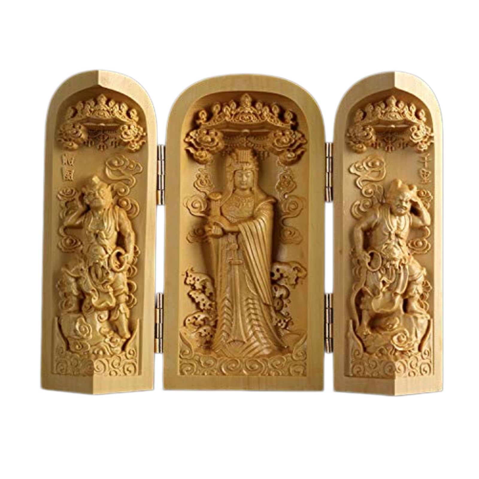 YXCQHZM Buddha Statue Solid Wood Carving Mini Sankai Buddha Fudo Myoo Mini Guardian Monument Figure Decorative Statue (A11)
