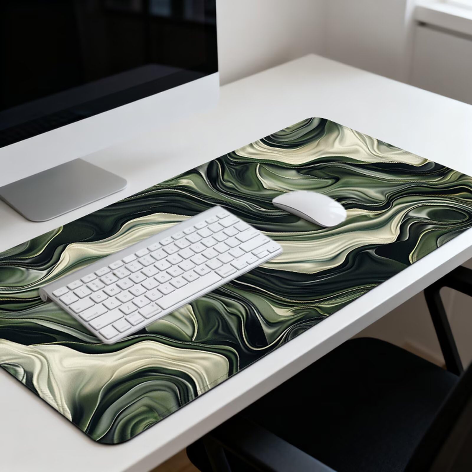 Zielona podkładka pod mysz XXL 1000 x 500 mm duża antypoślizgowa podkładka pod mysz do gier akcesoria biurowe, wodoodporna podkładka pod mysz z zamykaną krawędzią do biura, domu i pokoju zabaw
