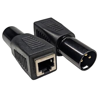 2-Pcs RJ45 to 3-Pin XLR DMX Connector RJ45 Ethernet to 3 Pin XLR DMX Male Audio Cable Adapter