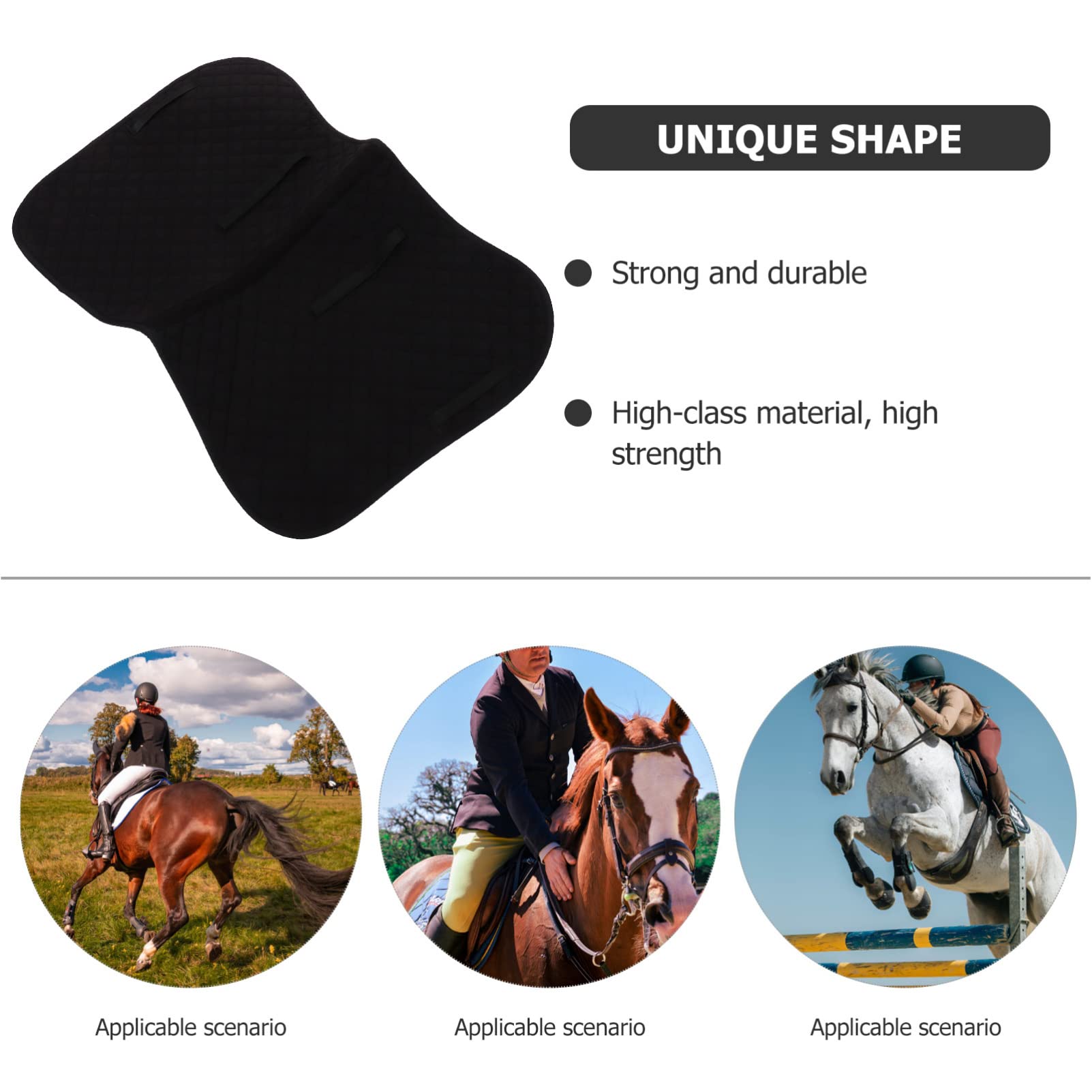VANZACK Funda de Asiento para Caballo Antideslizante, Acolchada, Cómoda para Montar, de Eva, Algodón y Poliéster, Negra, para Silla de Montar