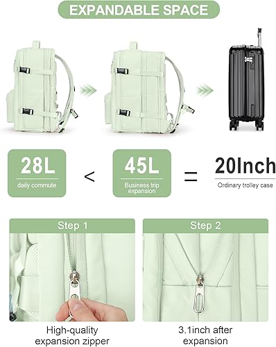 Miniatura 8 de VECAVE Mochila de viaje para laptop, mochila aprobada para vuelos,Mochila deportiva para universidad casual, K-verde menta-2, Mochila para laptop