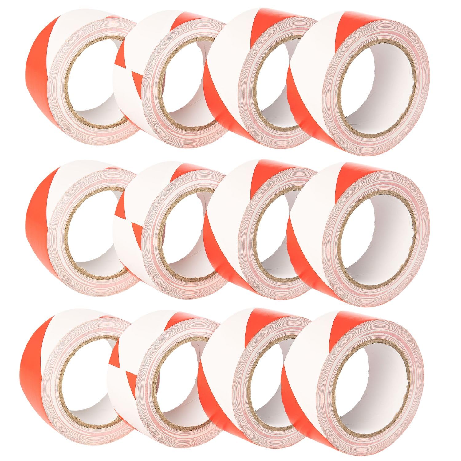 Gtse Red/White Hazard Tape Red And White, 50Mm (2") X 33M, Strong Adhesive Warning/Caution Tape, Floor Marking Tape, 12 Rolls