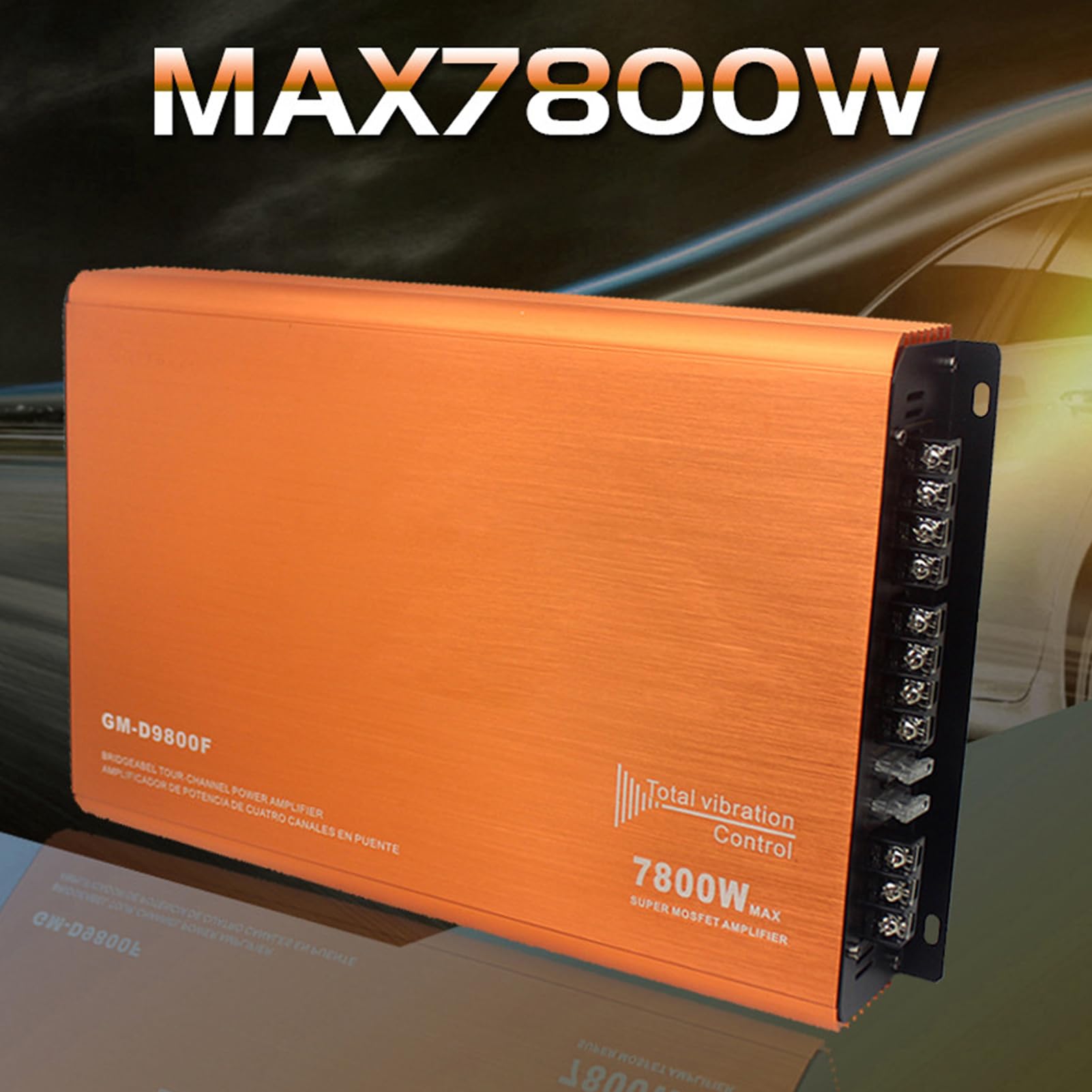 Amplificatore Audio per Auto a 4 Amplificatore di Stereo in Classe D da 7800 W Ad Alta a 4 Vie per Appassionati di Audio per Auto Lega di Alluminio 12,6 X 8,3 X 2, Pollici