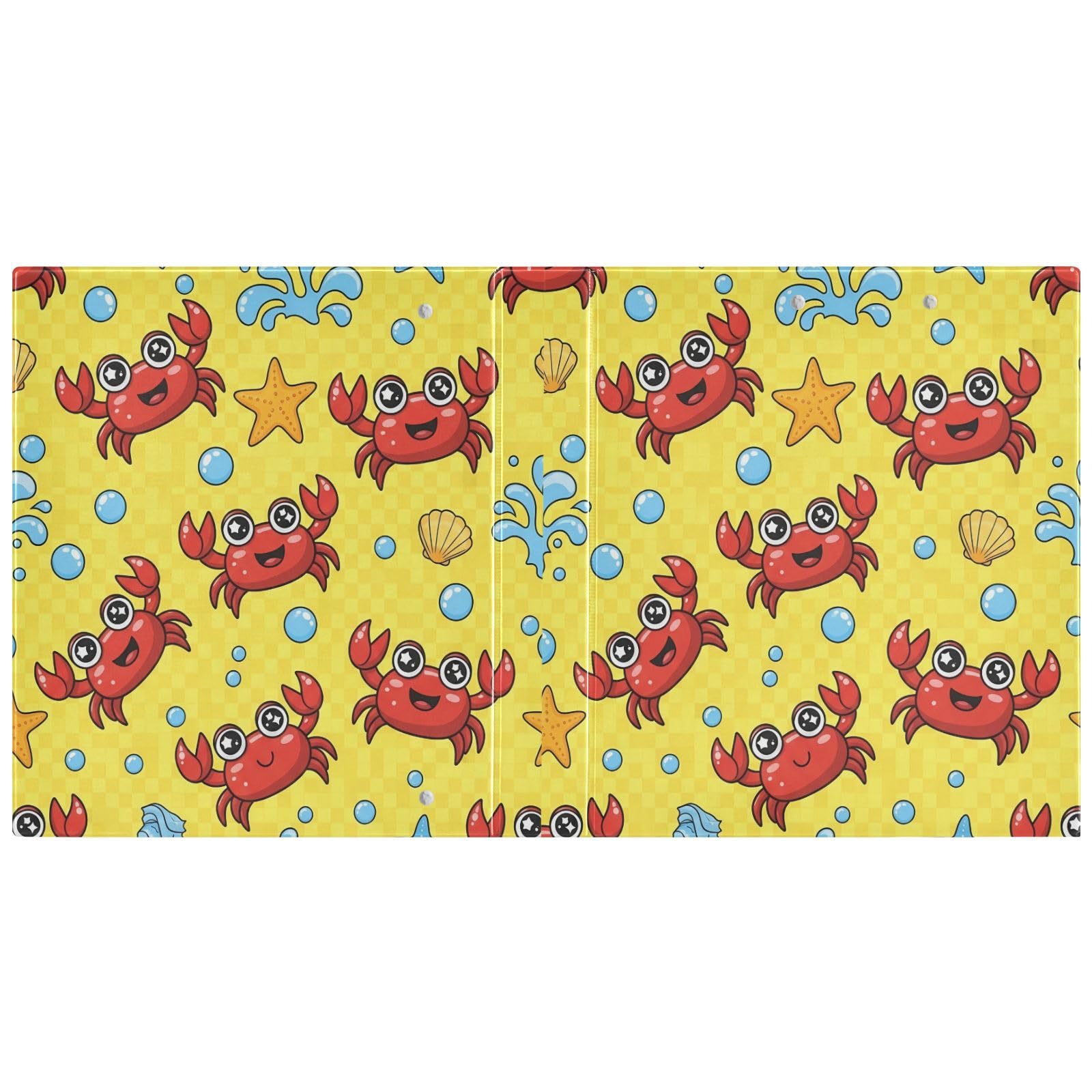 Raccoglitori a 3 anelli, 3,8 cm, con occhi lucidi e granchi, decorativi, con clip in metallo, formato A4, organizer per casa e ufficio, confezione da 2