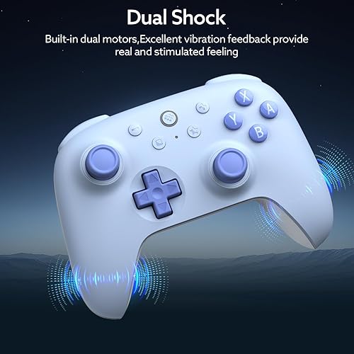 Vista 4 de 8Bitdo Ultimate 2C Bluetooth Controller for Switch/Switch 2 - Wireless Gaming Controller with Hall Effect Joysticks, 6-Axis Motion Control, Azul