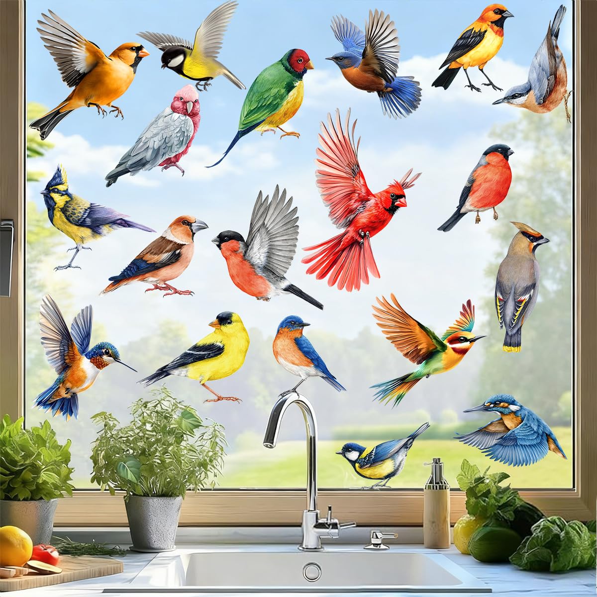Autocollants pour fenêtres, Protection des oiseaux, Stickers oiseaux, Autocollants statiques anti-collision, Décorations de fenêtre adhésives pour vitres