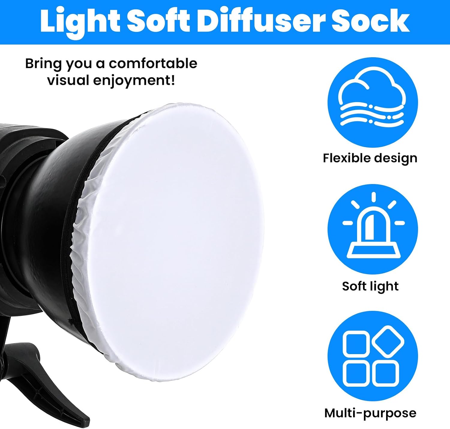 4 Pcs Light Diffusers Sock, 7"/18cm Diffuser Lamp Sock Soft Covers, White Standard Cloth Diffusers Light Socks, LampShade Reflector Lamp Socks for Studio Strobe Reflectors