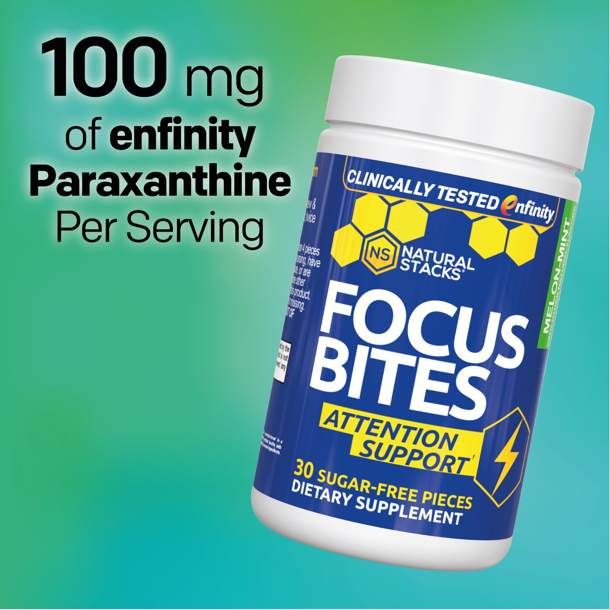 Paraxanthine Focus Bites 100mg, Caffeine Free Energy, 30 Melon Mint Bites — Amazon image 6