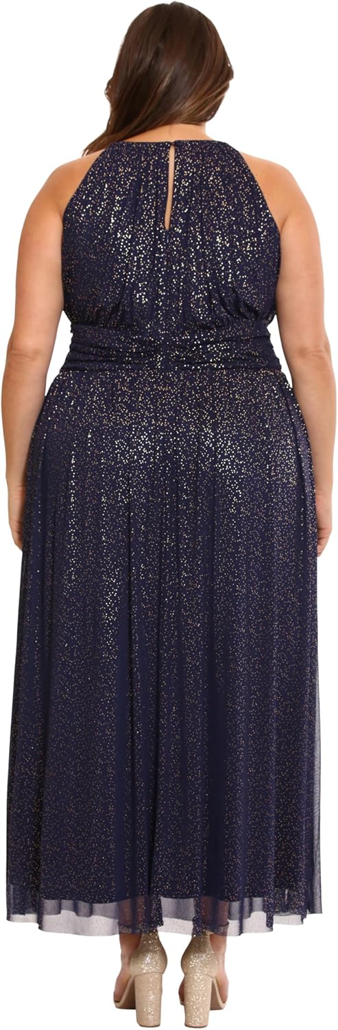 London Times Womens Mesh Halter Maxi with Ruched Waistband Event Guest of Occasion Garden Party - Image 7