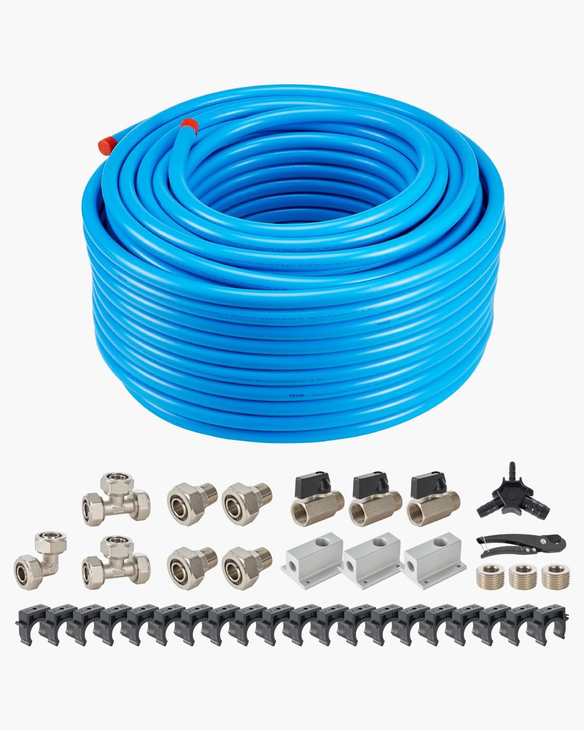 VEVOR Air Compressor Line Kit, 300FT x 3/4", HDPE-Aluminum Compressed Air Piping System, Leak-Proof, Pressure-Resistant & Easy-to-Install, Compressed Air Line Tubing Kit for Garages Workshops, Blue